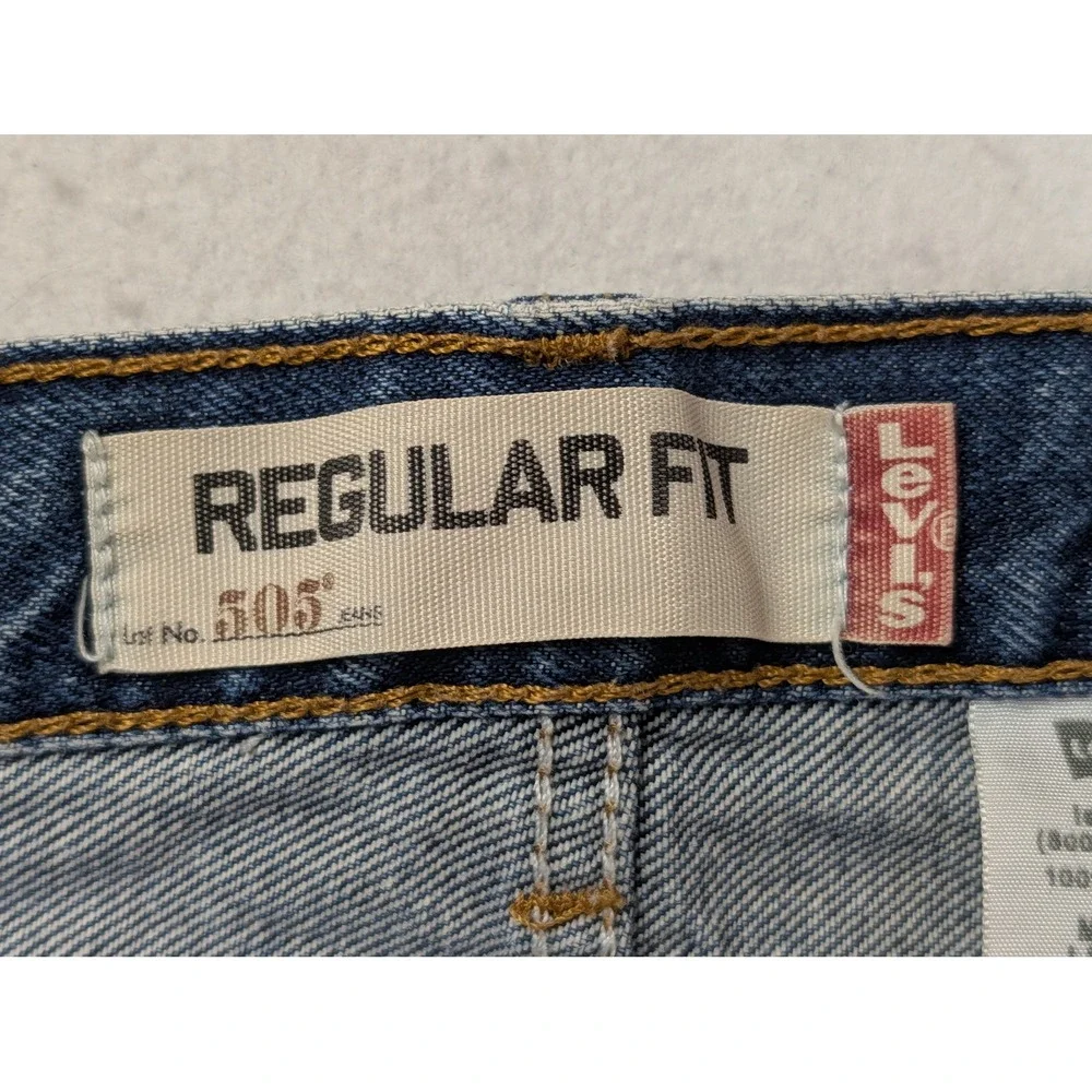 Levis 505 Mens Jeans 38 x 32 Regular Fit Straight Leg Denim Blue